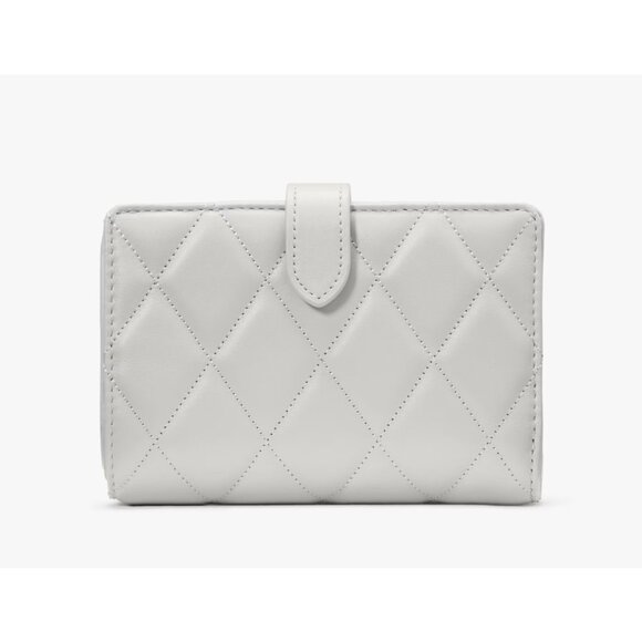 New Kate Spade Carey Medium Bifold Wallet Smooth Quilted Leather Stone Path - Picture 2 of 3